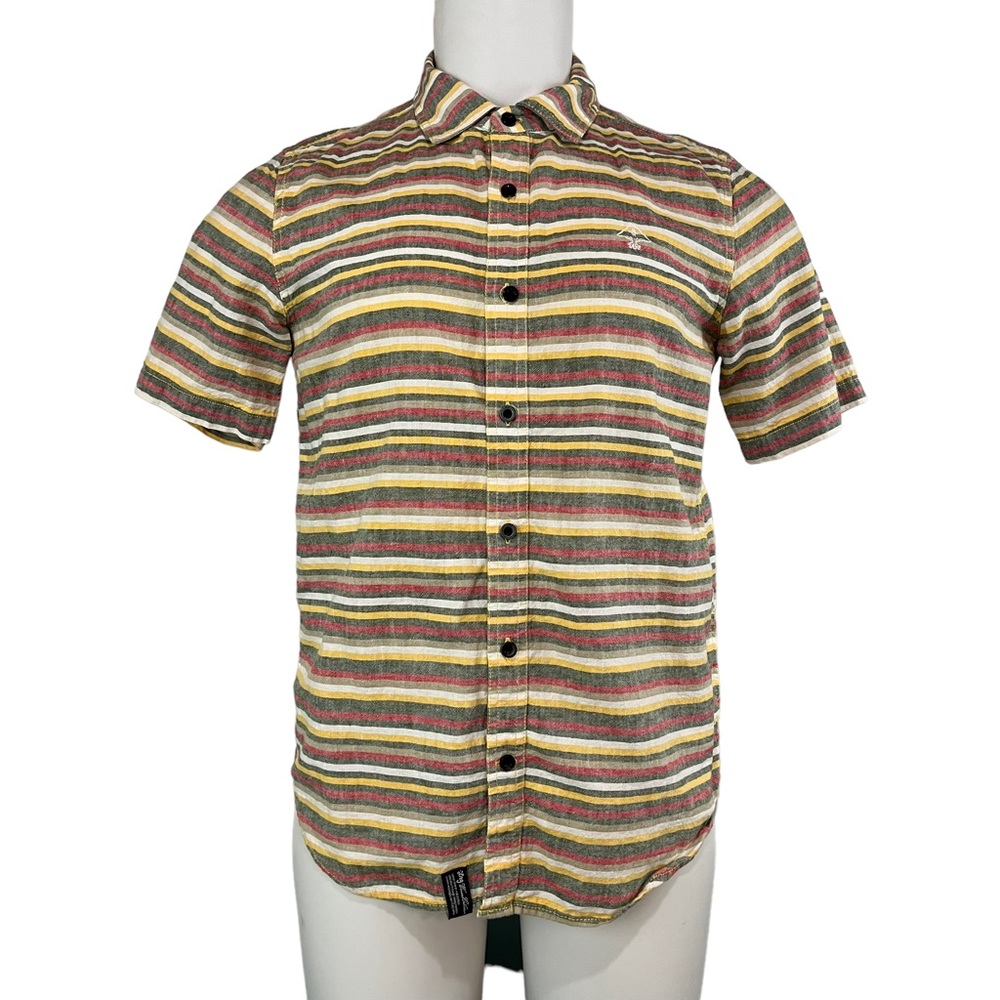 LRG Wovens S Mens Multi-Colored Striped Button Up Shirt Blended Material (82)